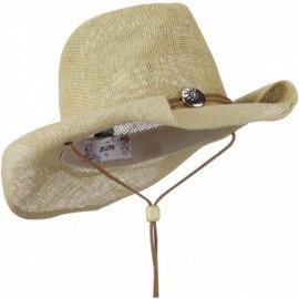 Cowboy Hats Fashion Straw Cowboy Hat with Chin Cord - Natural - CI11E8U3BRT $25.73