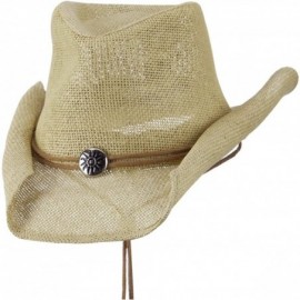 Cowboy Hats Fashion Straw Cowboy Hat with Chin Cord - Natural - CI11E8U3BRT $25.73