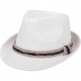 Sun Hats Women and Men Straw Fedora Sun Hat - Outdoor Cap w/Band - White - C417YD0NMKQ $27.20