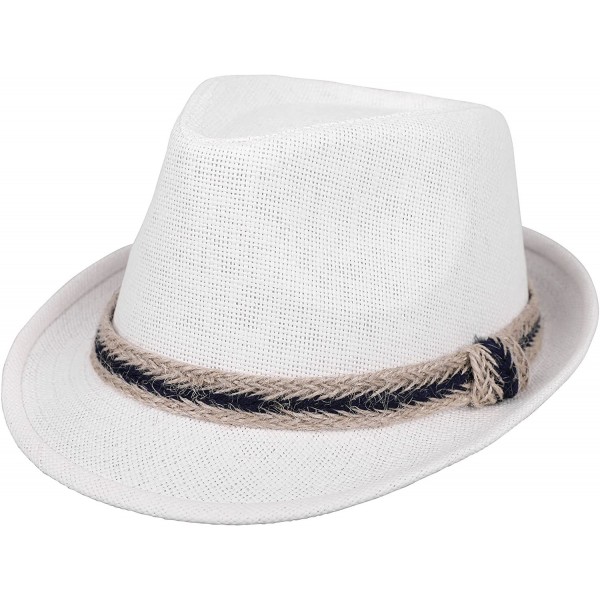 Sun Hats Women and Men Straw Fedora Sun Hat - Outdoor Cap w/Band - White - C417YD0NMKQ $16.25