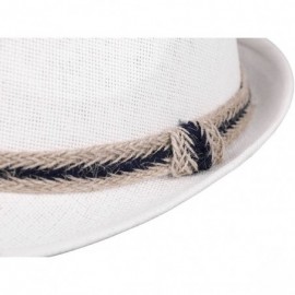 Sun Hats Women and Men Straw Fedora Sun Hat - Outdoor Cap w/Band - White - C417YD0NMKQ $16.25