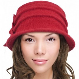 Bucket Hats Women's Daisy Flower Wool Cloche Bucket Hat - Red - C11174WWJNP $30.01