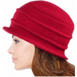 Bucket Hats Women's Daisy Flower Wool Cloche Bucket Hat - Red - C11174WWJNP $30.01