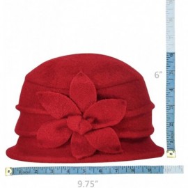 Bucket Hats Women's Daisy Flower Wool Cloche Bucket Hat - Red - C11174WWJNP $30.01