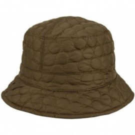 Rain Hats Foldable Water Repellent Quilted Rain Hat w/ Adjustable Drawstring- Bucket Cap - Olive - CV12NRZQWVC $31.82