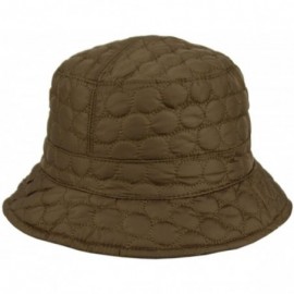 Rain Hats Foldable Water Repellent Quilted Rain Hat w/ Adjustable Drawstring- Bucket Cap - Olive - CV12NRZQWVC $18.29