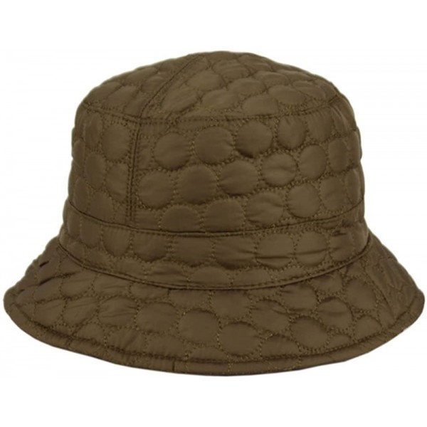 Rain Hats Foldable Water Repellent Quilted Rain Hat w/ Adjustable Drawstring- Bucket Cap - Olive - CV12NRZQWVC $18.29