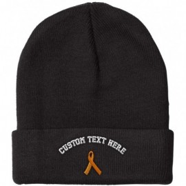 Skullies & Beanies Custom Beanie for Men & Women Multiple Sclerosis Awareness Ribbon Embroidery - Black - CS18ZS42Y8I $19.71