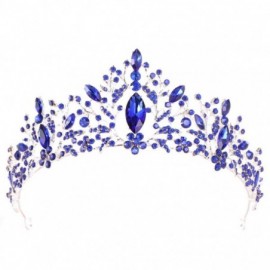 Headbands Baroque Crown Charming Rhinestone Princess Queen Bridal Tiara Headbands for Wedding Party Birthday (Blue) - C118QER...