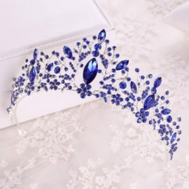 Headbands Baroque Crown Charming Rhinestone Princess Queen Bridal Tiara Headbands for Wedding Party Birthday (Blue) - C118QER...