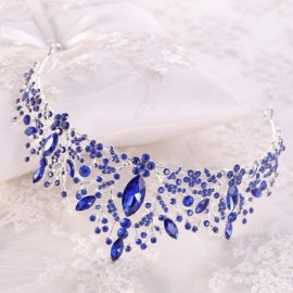 Headbands Baroque Crown Charming Rhinestone Princess Queen Bridal Tiara Headbands for Wedding Party Birthday (Blue) - C118QER...