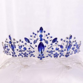 Headbands Baroque Crown Charming Rhinestone Princess Queen Bridal Tiara Headbands for Wedding Party Birthday (Blue) - C118QER...