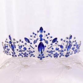 Headbands Baroque Crown Charming Rhinestone Princess Queen Bridal Tiara Headbands for Wedding Party Birthday (Blue) - C118QER...