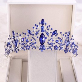 Headbands Baroque Crown Charming Rhinestone Princess Queen Bridal Tiara Headbands for Wedding Party Birthday (Blue) - C118QER...