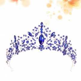 Headbands Baroque Crown Charming Rhinestone Princess Queen Bridal Tiara Headbands for Wedding Party Birthday (Blue) - C118QER...