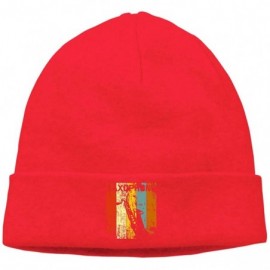 Skullies & Beanies Fashion Woolen Cap for Unisex- Vintage Retro Saxophone Stocking Cap - Red - CV18KZKLS4O $11.00