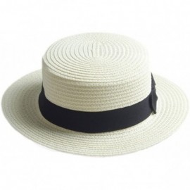 Sun Hats Adult Boater Caps Straw Hats - White - CL12E1V41MX $12.12