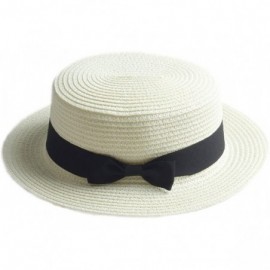 Sun Hats Adult Boater Caps Straw Hats - White - CL12E1V41MX $12.12