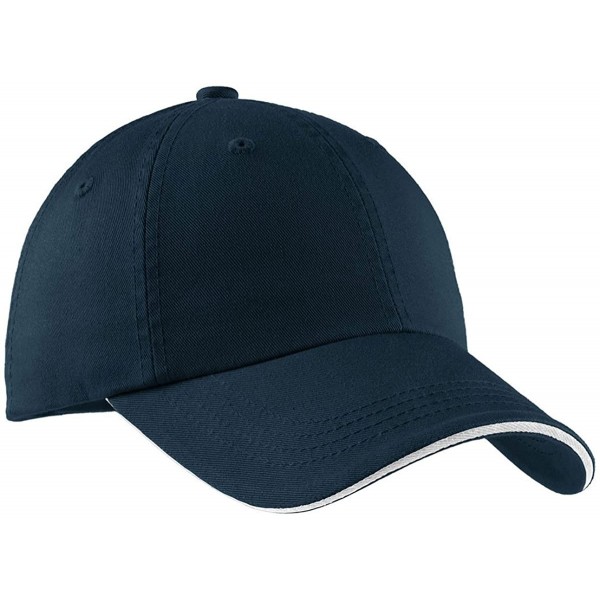 Baseball Caps Signature Sandwich Bill Cap with Striped Closure C830 - Charcoal Blue/ White - CV1123GTMG9 $11.40