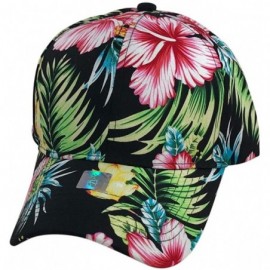 Baseball Caps Floral Print Baseball hat - Hawaiian Flower Baseball Caps - Black& Red Pink Floral Print - C718OTUNR42 $25.34