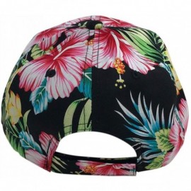 Baseball Caps Floral Print Baseball hat - Hawaiian Flower Baseball Caps - Black& Red Pink Floral Print - C718OTUNR42 $10.34