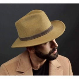 Fedoras Classic Traveller II Wool Felt Fedora Hat Packable Water Repellent - Moutarde-chine - C618ZMRA64R $38.34