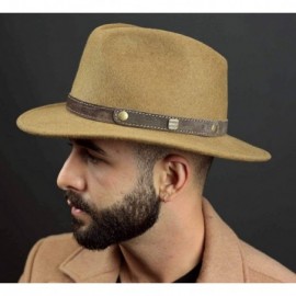 Fedoras Classic Traveller II Wool Felt Fedora Hat Packable Water Repellent - Moutarde-chine - C618ZMRA64R $38.34