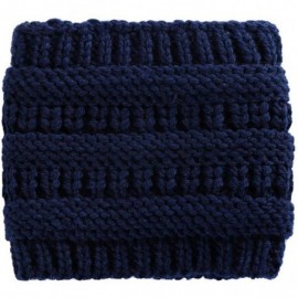Skullies & Beanies Unisex Fashion Bun Ponytail Soft Stretch Winter Beanie Tail Hat Hats & Caps - Navy Blue - CY1920S87OH $18.43