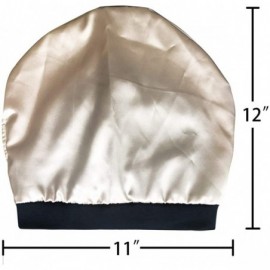 Skullies & Beanies Satin Lined Sleep Cap Cotton Slap Hat Slouchy Beanie Night Bonnet - Black - C418Z8GS0ZO $9.52