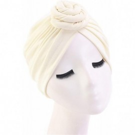 Skullies & Beanies Womens Big Flower Turban Beanie Elegant Cap Head Wrap Stretch Long Hair Scarf Headscarf - 441-beige - C319...