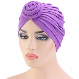 Skullies & Beanies Womens Big Flower Turban Beanie Elegant Cap Head Wrap Stretch Long Hair Scarf Headscarf - 441-beige - C319...