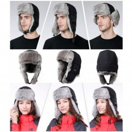 Bomber Hats Unisex 100% Rabbit Fur Bomber Trapper Mask Earflap Ushanka Russian Winter Hat 55-61cm - 69185-black - CB18II76OGU...