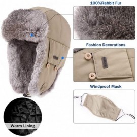 Bomber Hats Unisex 100% Rabbit Fur Bomber Trapper Mask Earflap Ushanka Russian Winter Hat 55-61cm - 69185-black - CB18II76OGU...