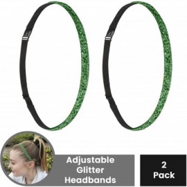Headbands Women's Glitter Skinny Adjustable Headband with Non-Slip Lining - GLITTER-Emerald Green 2 Pack - CG18AUUM2WM $18.45