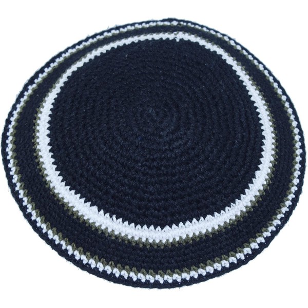 Skullies & Beanies Black/White 17cm DMC 100% Knitted Cotton Kippah Torah Chabad Yarmulke Jewish - C512N297NCS $8.87