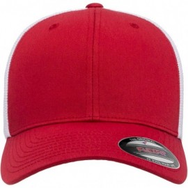Baseball Caps Trucker Mesh Fitted Cap - Red/White - CZ18E4OYIS7 $10.87