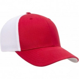 Baseball Caps Trucker Mesh Fitted Cap - Red/White - CZ18E4OYIS7 $10.87