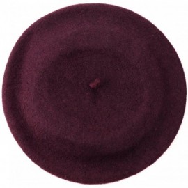 Berets French Style Lightweight Casual Classic Solid Color Wool Beret - Wine - CX187UUQWOR $11.41