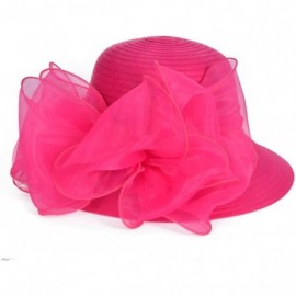 Sun Hats Ascot Kentucky Derby Bowler Church Cloche Hat Bowknot Organza Bridal Dress Cap S051 - Rose - C712IWKGAI1 $22.75