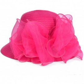 Sun Hats Ascot Kentucky Derby Bowler Church Cloche Hat Bowknot Organza Bridal Dress Cap S051 - Rose - C712IWKGAI1 $22.75