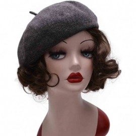Berets Womens French Artist 100% Wool Beret Flat Cap Winter Warm Painter Hat Y63 - Dark Gray - C9186ZYQTH8 $10.04