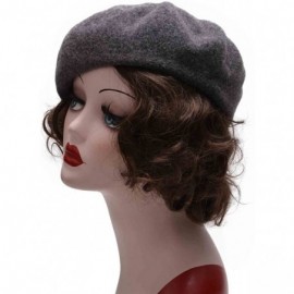 Berets Womens French Artist 100% Wool Beret Flat Cap Winter Warm Painter Hat Y63 - Dark Gray - C9186ZYQTH8 $10.04