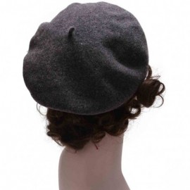 Berets Womens French Artist 100% Wool Beret Flat Cap Winter Warm Painter Hat Y63 - Dark Gray - C9186ZYQTH8 $10.04