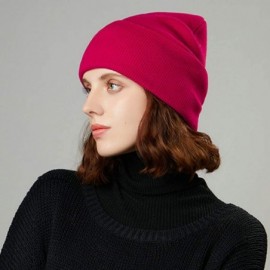Skullies & Beanies 50% Wool Short Knit Fisherman Beanie for Men Women Winter Cuffed Hats - 5-rose - C618Z2ZTAAQ $8.19