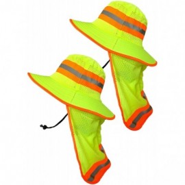 Sun Hats Men High Visibility Reflective Sun Hat with Neck Flap Wide Brim Boonie Hat Bucket Cap - 2pcs Neon Lime - C718WDI5TNE...