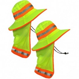 Sun Hats Men High Visibility Reflective Sun Hat with Neck Flap Wide Brim Boonie Hat Bucket Cap - 2pcs Neon Lime - C718WDI5TNE...