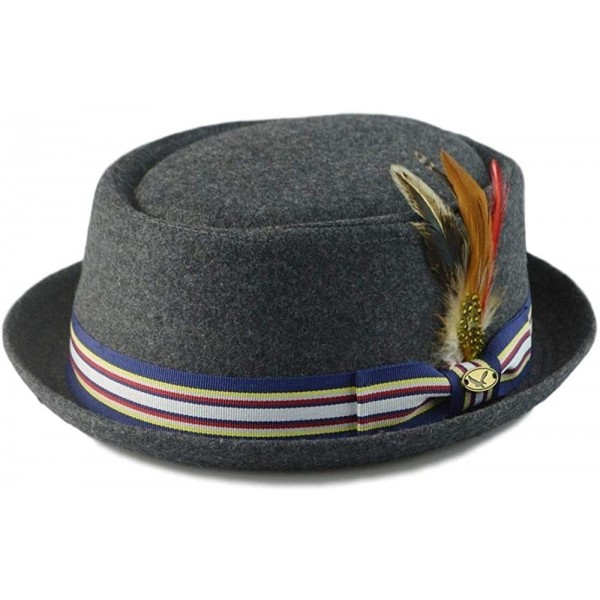 Fedoras Porkpie Fedora Men's Vintage Style Wool Blend - F2294charcoal - CQ18LNDM2EK $21.93