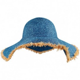 Sun Hats Women's Sun Hat- Wide Brim Floppy Roll Up UV Protection Straw Hat Beach Cap - 3-blue - C718ED5X6GZ $18.59