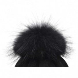 Skullies & Beanies Colors Slouchy Cashmere Raccoon Stocking - Black Pom - CA18ZZLONAH $24.19