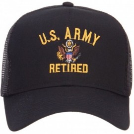 Baseball Caps US Army Retired Military Embroidered Mesh Cap - Black - CW124YM8LYX $13.56